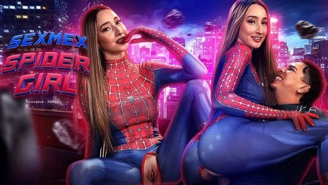 Spidergirl fun: Captivating web play and teasing